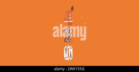 420 elegantes Design mit orangefarbenem Hintergrund Stock Vektor