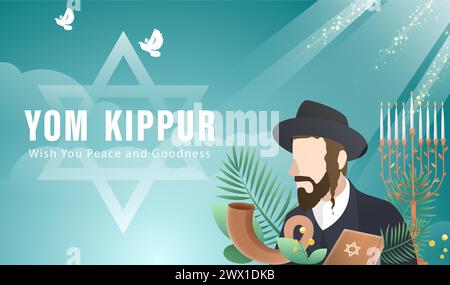 Yom Kippur Vorlage Vektor Illustration. Jüdisches Feiertag Dekoratives Design passend für Grußkarte, Poster, Banner, Flyer. Israel Urlaub für Judais Stock Vektor