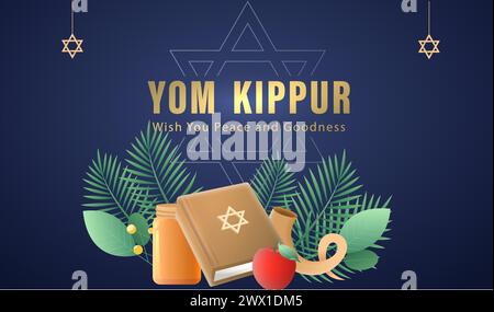 Yom Kippur Vorlage Vektor Illustration. Jüdisches Feiertag Dekoratives Design passend für Grußkarte, Poster, Banner, Flyer. Israel Urlaub für Judais Stock Vektor