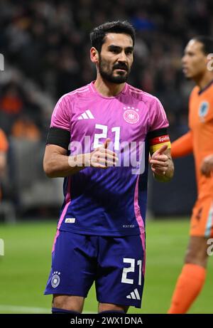 Frankfurt, Deutschland. 26. März 2024, Hessen, Frankfurt/Main: Fußball: Internationale Spiele, Deutschland - Niederlande, Deutsche Bank Park. Ilkay Gündogan in Aktion. Foto: Arne Dedert/dpa Credit: dpa Picture Alliance/Alamy Live News Stockfoto