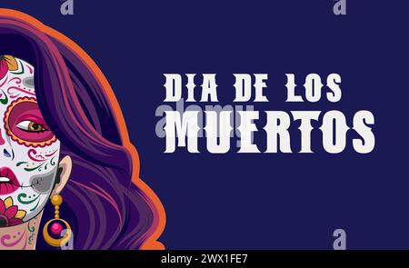 Dia de los muertos bedeutet Tag der Toten. Mexikanisches Feiertagsfest Vorlage Banner Vektor Illustration. Stock Vektor