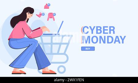 Cyber Monday Banner Vorlage Vektor Illustration. Geeignet für Poster-, Banner-, Flyer- und Web-Header-Design Stock Vektor