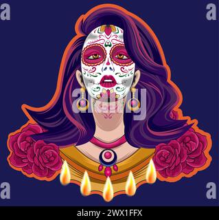 Dia de los muertos bedeutet Tag der Toten. Mexikanisches Feiertagsfest Vorlage Banner Vektor Illustration. Stock Vektor