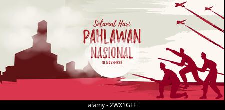 Selamat hari pahlawan nasional. Übersetzung: Happy Indonesian National Heroes Day Vector Illustration. Geeignet für Poster, Banner, Gr Stock Vektor