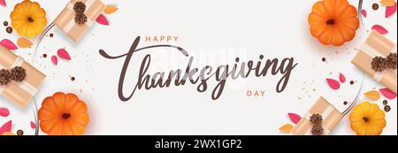 Einfache Thanksgiving Grußkarte Vektor Illustration. Geeignet für Poster, Banner, Flyer, Einladung und Web-Header. Stock Vektor