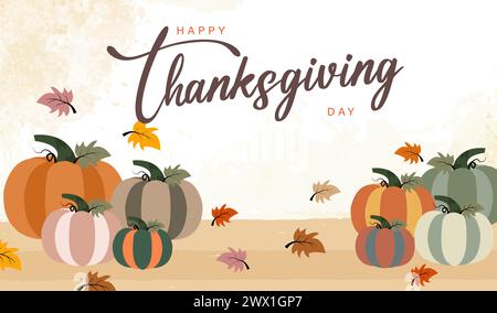 Einfache Thanksgiving Grußkarte Vektor Illustration. Geeignet für Poster, Banner, Flyer, Einladung und Web-Header. Stock Vektor
