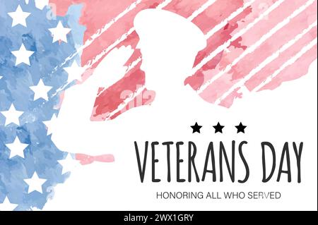 Veterans Day Template Design mit US Flagge und Soldat für Poster und Banner Vektor Illustration. Zu Ehren Aller, Die Gedient Haben. November Stock Vektor
