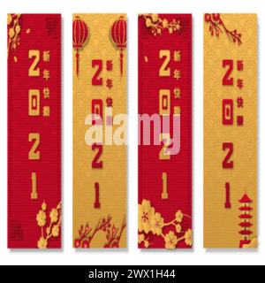 Gong Xi Fa Cai, Übersetzung : Happy Chinese New Year 2021, Year of the Ox, Chinese Zodiac and Horoscope Stock Vektor