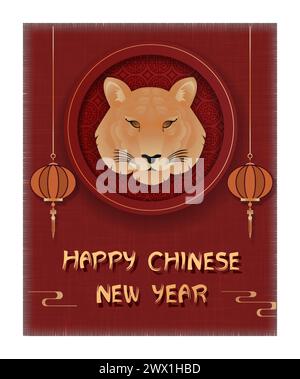 Chinesisches Neujahr 2022 Jahr des Tigers mit asiatischen Elementen Jahr des Tigers Stock Vektor