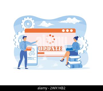 System-Update-Konzept, Benutzer-Update-Betriebssystem kann verwenden für, Landing-Page, Vorlage, ui, Web, mobile App, Poster, Banner, Flyer. Flat Vector mod Stock Vektor