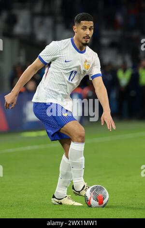 Marseille, Frankreich. März 2024. William Saliba von Frankreich während des Internationalen Freundschaftsfußballspiels zwischen Frankreich und Chile am 26. März 2024 im Stade Velodrome in Marseille, Frankreich - Foto Jean Catuffe/DPPI Credit: DPPI Media/Alamy Live News Stockfoto