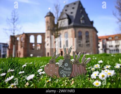 26.03.2024, xpsx, Lokal Hanau Frohe Ostern Impressionen v.l. Ostern Frohe Ostern Osterhasen Symbol Symbolbild wiese Gänseblumen Gänseblümchen OStereier Eier Osternest hintergrund Wallonisch-Niederländische Kirche, Hanau Hessen Deutschland DEU *** 26 03 2024, xpsx, Local Hanau Happy Easter Impressions V l Ostern Hase Hase Symbol Bild Wiese Gänseblümchen Oster Eier Osternest Hintergrund Wallonische Niederländische Kirche, Hanau Hessen Deutschland DEU Stockfoto