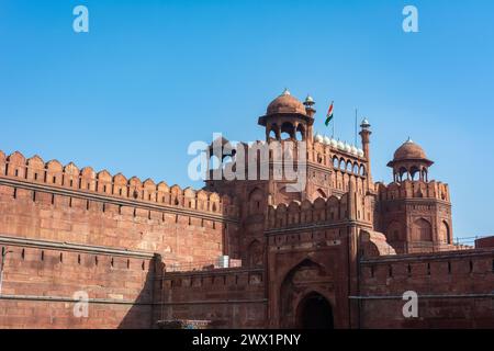 Red Fort in Delhi, Indien. UNESCO-Weltkulturerbe Stockfoto