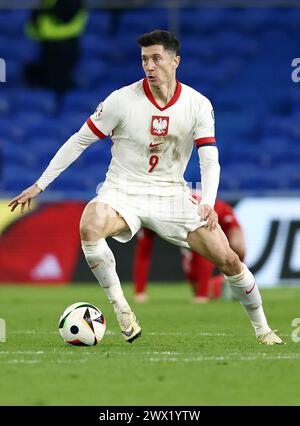 Cardiff, Großbritannien. März 2024. Robert Lewandowski aus Polen während des Qualifikationsspiels zur UEFA-Europameisterschaft im Cardiff City Stadium. Der Bildnachweis sollte lauten: Darren Staples/Sportimage Credit: Sportimage Ltd/Alamy Live News Stockfoto