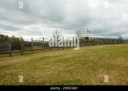 Geisa , 250224 , Gedenkstätte Point Alpha im Bild: Die Grenzanlage *** Geisa , 250224 , Gedenkstätte Point Alpha im Bild die Grenzanlage Stockfoto