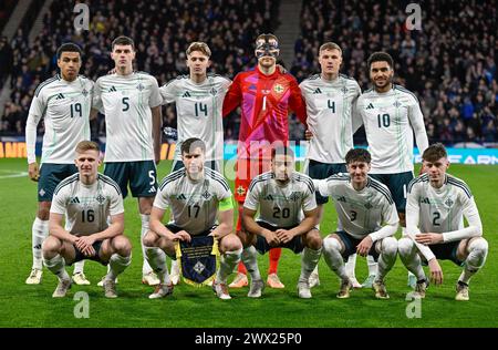 Glasgow, Großbritannien. März 2024. Das nordirische Team vor dem Internationalen Freundschaftsspiel im Hampden Park, Glasgow. Der Bildnachweis sollte lauten: Neil Hanna/Sportimage Credit: Sportimage Ltd/Alamy Live News Stockfoto