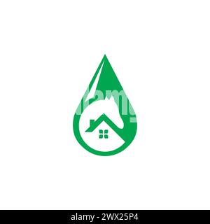 Pferdehaus und Wasserlogo Stock Vektor