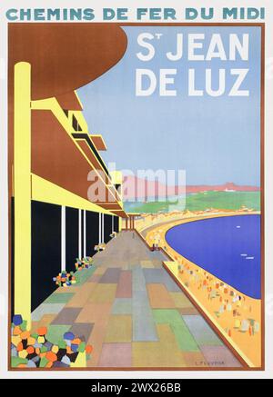 Chemins de fer du Midi. St. Jean de Luz von Louis Floutier (1882-1936). Poster veröffentlicht 1928 in Frankreich. Stockfoto