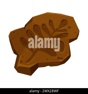 Dinosaurierfossil, Pfotenabdruck, Reptilienfußweg isoliert auf weißem Hintergrund. Archäologische und paläontologische Funde. Vektorabbildung Stock Vektor