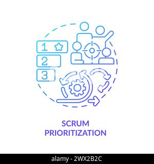 Scrum Priorisierung, Teamwork Blue Gradient Concept Symbol Stock Vektor