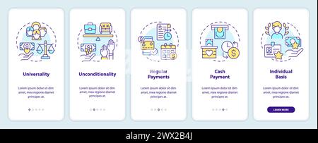 Bildschirm der mobilen App „Universal Basic income Onboarding“ (universelles Grundeinkommen) Stock Vektor