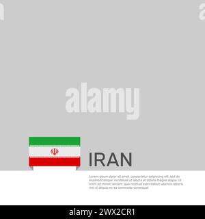 Hintergrund der iranischen Flagge. Staatliches patriotisches iranisches Banner, Tarnung. Dokumentvorlage mit iranischer Flagge auf weißem Hintergrund. Nationales Poster. Geschäftsbroschüre. Stock Vektor