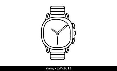 Armbanduhr, durchgehende Einzeilenzeichnung. Vektorabbildung Stock Vektor