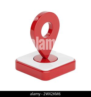 Rotes Symbol für Kartenzeiger auf weißem Hintergrund. 3D-Rendering Stockfoto