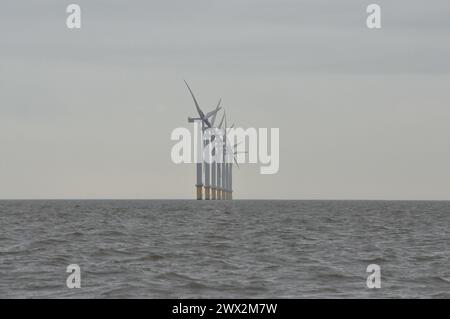 Windpark Gunfleet Sands vor Clacton, Themsenmündung, England, Großbritannien, Stockfoto