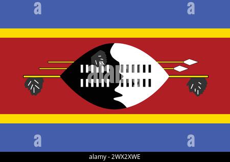 Nationalflagge von Eswatini, Eswatini-Zeichen, Eswatini-Flagge Stock Vektor