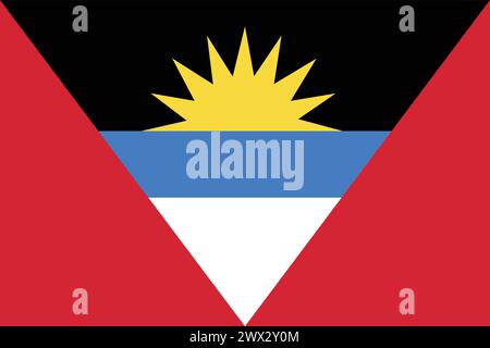 Nationalflagge von Antigua und Barbuda, Antigua und Barbuda Zeichen, Antigua und Barbuda Flagge Stock Vektor