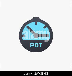 United States PACIFIC DAYLIGHT TIME PDT Zeitzone Uhrsymbol. Abbildung des Rohteils Vektors isoliert Stock Vektor