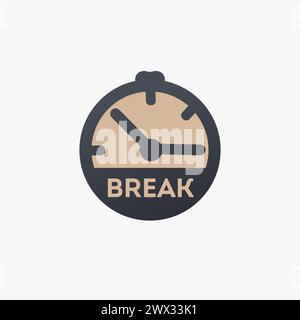 Pausenuhr Symbol, Ruhezeit, Arbeitszeit. Abbildung des Rohteils Vektors isoliert Stock Vektor