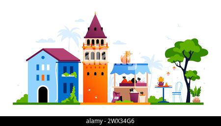 Alte türkische Stadt - moderne farbige Vektorillustration Stock Vektor