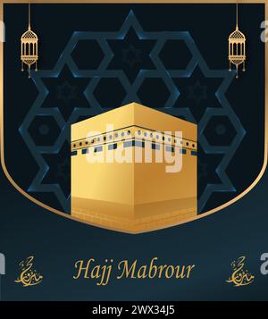 Möge Allah deinen Hajj annehmen und dir Vergebung gewähren. Kaaba Vektor für Hajj Mabroor in Mekka Saudi Arabien. Hajj Mabrour Und Der Heilige Mekk Stock Vektor