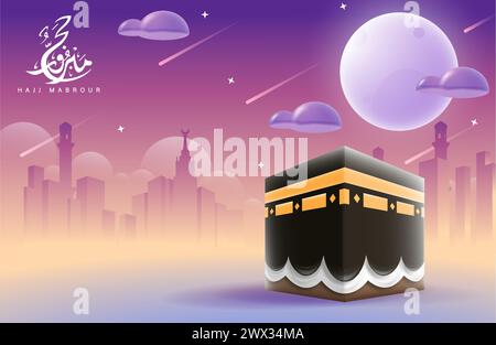 Möge Allah deinen Hajj annehmen und dir Vergebung gewähren. Kaaba Vektor für Hajj Mabroor in Mekka Saudi Arabien. Hajj Mabrour Und Der Heilige Mekk Stock Vektor