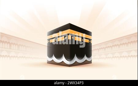 Möge Allah deinen Hajj annehmen und dir Vergebung gewähren. Kaaba Vektor für Hajj Mabroor in Mekka Saudi Arabien. Hajj Mabrour Und Der Heilige Mekk Stock Vektor