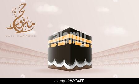 Möge Allah deinen Hajj annehmen und dir Vergebung gewähren. Kaaba Vektor für Hajj Mabroor in Mekka Saudi Arabien. Hajj Mabrour Und Der Heilige Mekk Stock Vektor