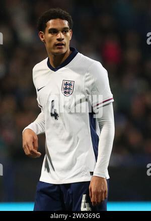 26. März 2024; Toughsheet Community Stadium, Bolton, Greater Manchester, England; Qualifikation zur UEFA U21 Euro, England U21 gegen Luxemburg U21; Jarell Quansah aus England Stockfoto