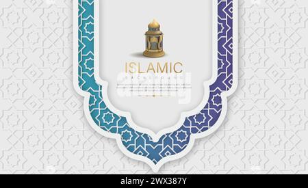 Übersetzung: Happy Islamic New Year 1444. Islamische Grußkarte Konzept mit arabischer Laterne Design Vektor Illustration. Happy New Hijri Year mit Calli Stock Vektor