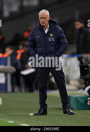 Marseille, 26. März 2024. Didier Deschamps Cheftrainer von Frankreich sieht beim internationalen Freundschaftsspiel im Orange Vélodrome, Marseille, zu. Der Bildnachweis sollte lauten: Jonathan Moscrop/Sportimage Credit: Sportimage Ltd/Alamy Live News Stockfoto