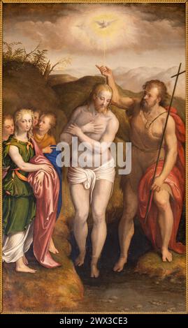 MAILAND, ITALIEN - 7. MÄRZ 2024: Das Gemälde der Taufe Jesu in der Kirche Basilica di Sn Lorenzo Maggiore Stockfoto