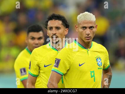 Aktenfoto vom 05.12.2022 vom Brasilianer Richarlison (rechts), der sagte, er sei nach der Weltmeisterschaft 2022 in einer „Depression“. Ausgabedatum: Mittwoch, 27. März 2024 Stockfoto