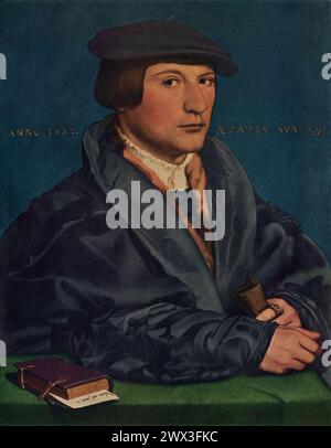 Hans Holbein des Jüngeren Portrait of a Member of the Wedigh Family (um 1532): Ausgestellt im Metropolitan Museum of Art in New York. Es zeigt Holbeins Talent, das Gleichnis und die Persönlichkeit seiner Sitter zu erfassen, in diesem Fall wahrscheinlich ein Kaufmann oder Diplomat, der mit der Hanseatic League in London verbunden ist. Stockfoto