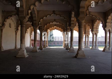 Detail der Moti Masjid- oder Perlenmoschee im Red Fort Complex in Agra, Indien Stockfoto