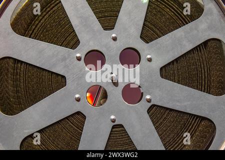 Echtes 35-mm-Filmprojektor-Band im alten Studio Stockfoto