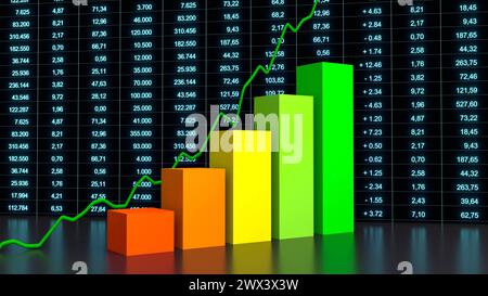 Geschäftsbericht, Balkendiagramm bewegt sich nach oben. Geschäftsbericht, Balkendiagramm bewegt sich nach oben. Produktions-, Umsatz- oder Verkaufsdaten. sco anim business042 bar Graph moving up Stockfoto