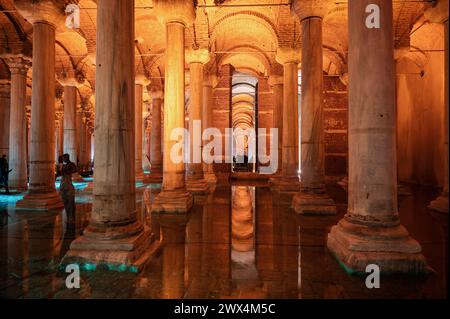 Säulen der Cisterna Basilica (Yerebatan Sarnıcı), Istanbul, Türkei Stockfoto