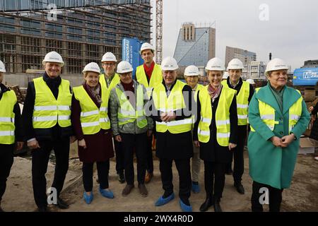 Kai Wegner, Franziska Giffey Estrel Tower Mitglieder Senat und Bezirksamt Baustelle, am 26.03.2024 in Berlin, Neukölln, Deutschland *** Kai Wegner, Franziska Giffey Estrel Tower Mitglieder Senat und Bezirksamt Baustelle, am 26 03 2024 in Berlin, Neukölln, Deutschland Stockfoto