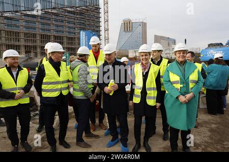 Kai Wegner, Franziska Giffey Estrel Tower Mitglieder Senat und Bezirksamt Baustelle, am 26.03.2024 in Berlin, Neukölln, Deutschland *** Kai Wegner, Franziska Giffey Estrel Tower Mitglieder Senat und Bezirksamt Baustelle, am 26 03 2024 in Berlin, Neukölln, Deutschland Stockfoto